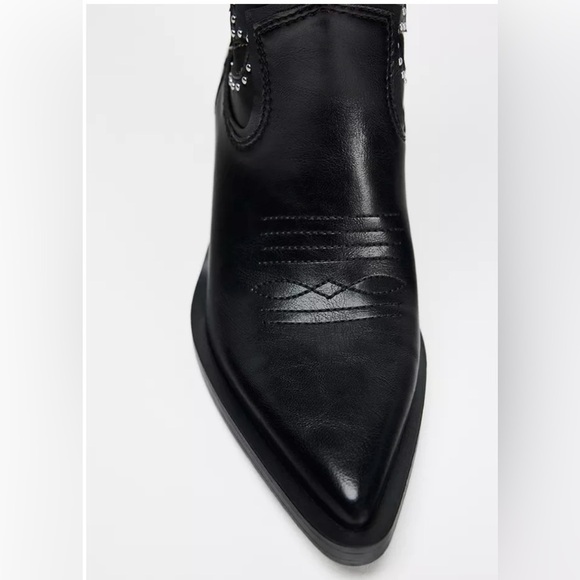 Zara FRINGED STUDDED COWBOY BOOTS - Picture 3 of 3
